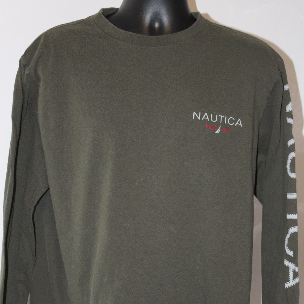 NAUTICA LS Shirt SPELLOUT Sleeve Sz Lg